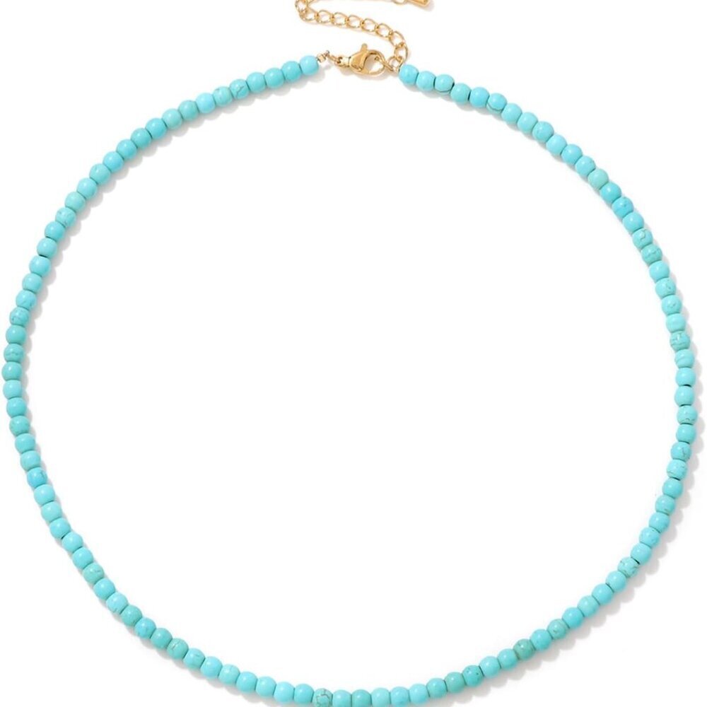 Women’s Turquoise Crystal Necklace Beaded Healing Choker Gift